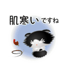 色々な猫16-4 長毛-垂れ耳-黒白（個別スタンプ：22）