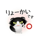 色々な猫16-4 長毛-垂れ耳-黒白（個別スタンプ：27）