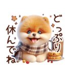 3D ポメラニアンの秋（個別スタンプ：40）