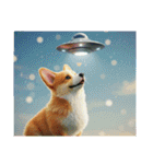 コーギーとUFO（個別スタンプ：1）