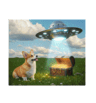 コーギーとUFO（個別スタンプ：2）