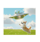 コーギーとUFO（個別スタンプ：8）