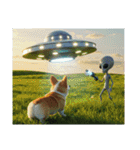 コーギーとUFO（個別スタンプ：10）