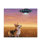 コーギーとUFO（個別スタンプ：16）