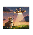 コーギーとUFO（個別スタンプ：21）