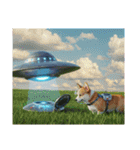 コーギーとUFO（個別スタンプ：23）