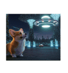 コーギーとUFO（個別スタンプ：24）