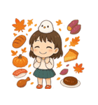 女の子と小鳥 秋がいっぱい♪（個別スタンプ：24）