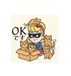 まるまるのアメリカフレンドとねこちゃん1（個別スタンプ：1）