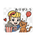 まるまるのアメリカフレンドとねこちゃん1（個別スタンプ：14）
