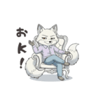 ニヒルな白キツネ 返事求ム（個別スタンプ：9）