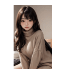 超優雅なセーターの女の子の写真（個別スタンプ：1）