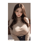 超優雅なセーターの女の子の写真（個別スタンプ：3）