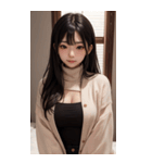 超優雅なセーターの女の子の写真（個別スタンプ：5）