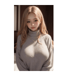 超優雅なセーターの女の子の写真（個別スタンプ：7）