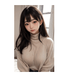 超優雅なセーターの女の子の写真（個別スタンプ：10）