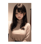 超優雅なセーターの女の子の写真（個別スタンプ：13）