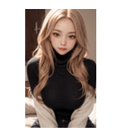 超優雅なセーターの女の子の写真（個別スタンプ：15）