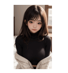 超優雅なセーターの女の子の写真（個別スタンプ：17）