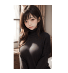 超優雅なセーターの女の子の写真（個別スタンプ：19）