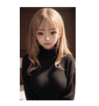超優雅なセーターの女の子の写真（個別スタンプ：24）