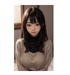 超優雅なセーターの女の子の写真（個別スタンプ：25）