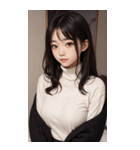 超優雅なセーターの女の子の写真（個別スタンプ：29）