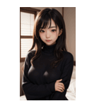 超優雅なセーターの女の子の写真（個別スタンプ：30）