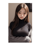 超優雅なセーターの女の子の写真（個別スタンプ：31）