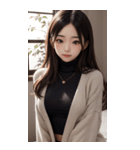 超優雅なセーターの女の子の写真（個別スタンプ：33）