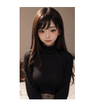 超優雅なセーターの女の子の写真（個別スタンプ：35）