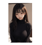超優雅なセーターの女の子の写真（個別スタンプ：37）