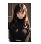 超優雅なセーターの女の子の写真（個別スタンプ：38）