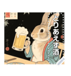 【浮世絵】酒飲む人や動物（個別スタンプ：5）