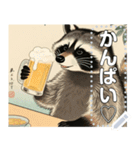 【浮世絵】酒飲む人や動物（個別スタンプ：15）