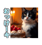 飛び出す★冬を感じるハチワレ_挨拶（個別スタンプ：10）