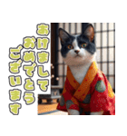 飛び出す★冬を感じるハチワレ_挨拶（個別スタンプ：24）
