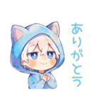 白猫耳パーカーくんの癒しスタンプ（個別スタンプ：3）