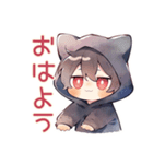 基本の黒猫耳パーカーくん★（個別スタンプ：7）