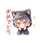 基本の黒猫耳パーカーくん★（個別スタンプ：12）