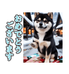 飛び出す★冬を感じる黒柴_挨拶（個別スタンプ：16）