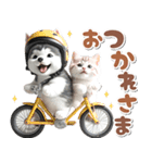 秋 残暑 日常♡シベリアンハスキーとネコ（個別スタンプ：13）