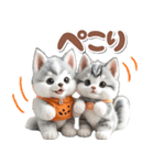 秋 残暑 日常♡シベリアンハスキーとネコ（個別スタンプ：22）
