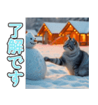 飛び出す★冬を感じるアメショー_挨拶（個別スタンプ：9）