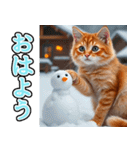 飛び出す★冬を感じる茶トラ猫_挨拶（個別スタンプ：1）