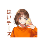 自撮り＆他撮り★ボブカットの女の子（個別スタンプ：5）
