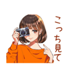 自撮り＆他撮り★ボブカットの女の子（個別スタンプ：14）