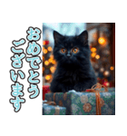 飛び出す★冬を感じる黒猫_挨拶（個別スタンプ：16）