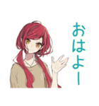 ゆるっと普段着赤髪女子の雑な相槌（個別スタンプ：2）