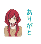 ゆるっと普段着赤髪女子の雑な相槌（個別スタンプ：3）